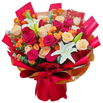 百色19朵玫瑰百合，爱情永不凋零