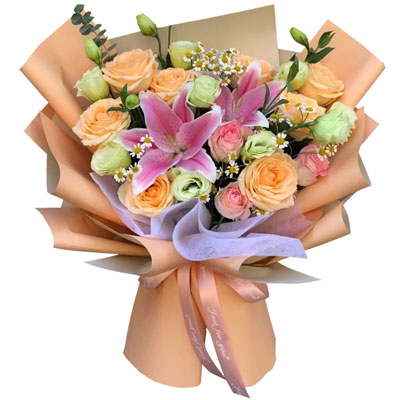 百色11朵玫瑰桔梗百合，陪你每个季节