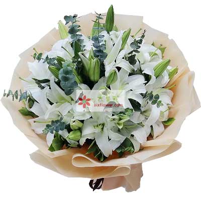 百色9支白色多头百合，祝福你幸福